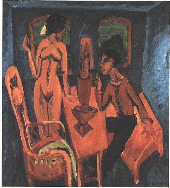 Ernst Ludwig Kirchner Tower room - Selfportrait with Erna France oil painting art